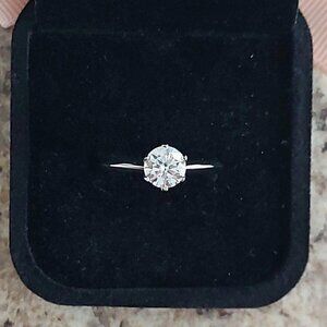 1 Carat Solitaire Moissanite 925 Silver Engagement Ring